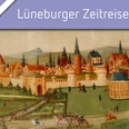 Lüneburger Zeitreise: Führung durch das Museum Lüneburg Historisches Gemälde der Stadt Lüneburg mit dem Schriftzug Lüneburger Zeitreise.
