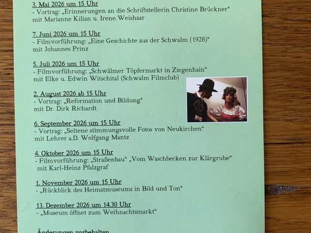 Veranstaltungen Heimatmuseum Neukirchen