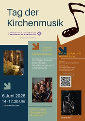 Flyer - Tag der Kirchenmusik.jpg Flyer zum Tag der Kirchenmusik am 6. Juni 2026 in der Lutherkirche Leer mit freiem Eintritt.