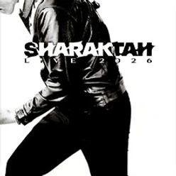 Ausschnitt einer Person in Lederjacke mit Schriftzug SHARAKTAH LIVE 2026