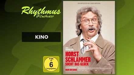 Filmplakat Horst Schlämmer sucht das Glück mit überraschter Figur im Anzug.