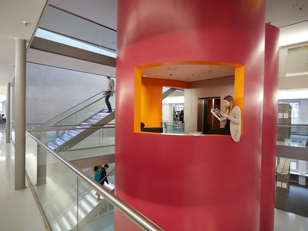 Central Library - Reading area Library with stairs, lift and reading area in atrium