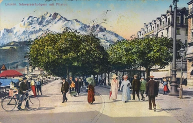 PK 005177 ETH Bildarchiv Luzern Schweizerhofquai mit Pilatus Poststempel 2 3 1914 Zimmermann Strässler, W
