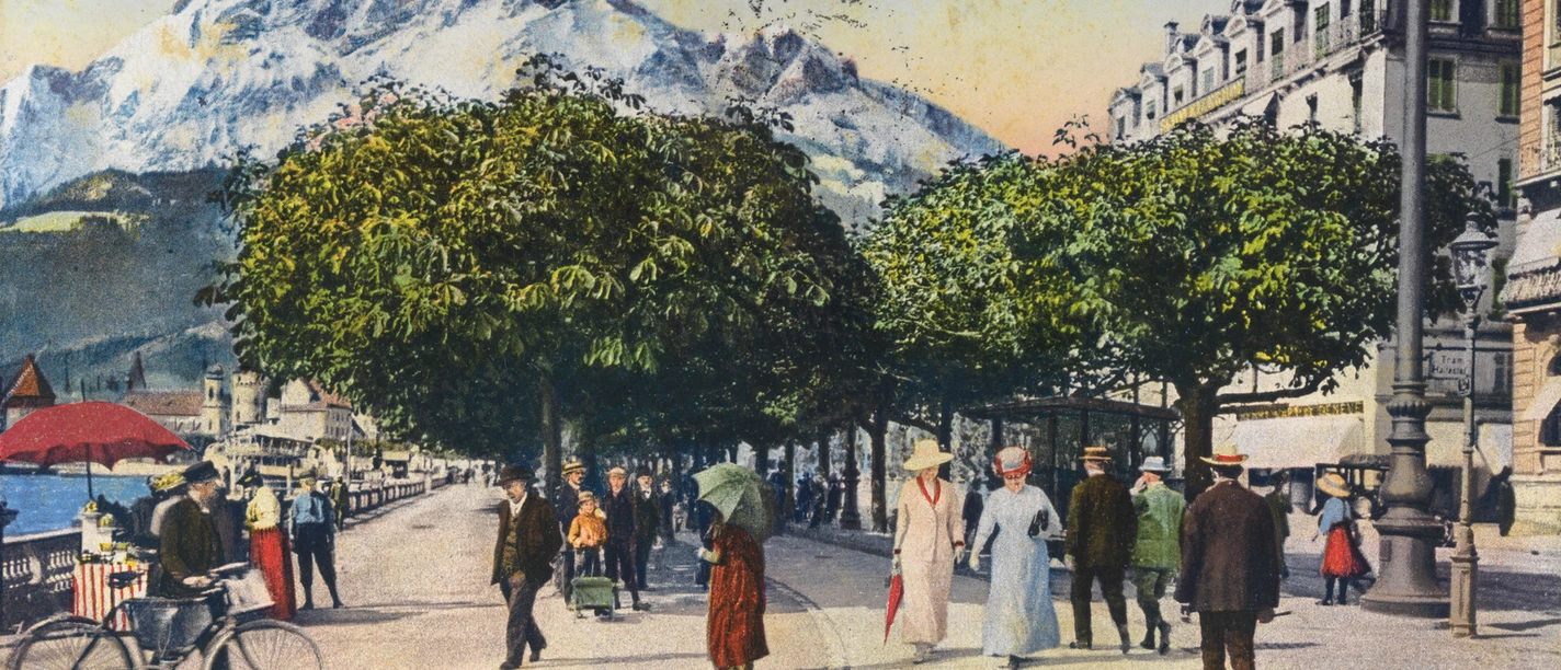 PK 005177 ETH Bildarchiv Luzern Schweizerhofquai mit Pilatus Poststempel 2 3 1914 Zimmermann Strässler, W