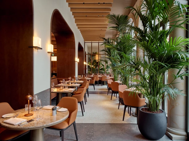 The Florentin - Interior Interior with set tables and large plants