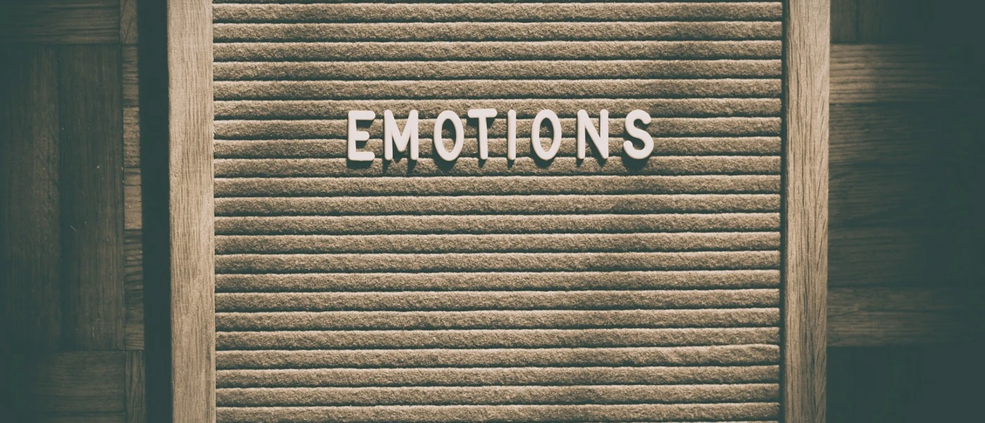 Emotions Stecktafel aus Holz mit dem Wort EMOTIONS weckt Vorfreude auf ein lebendiges Poetry-Event.