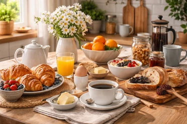 Voorbeeldafbeelding ontbijttafel Gedeckter Frühstückstisch