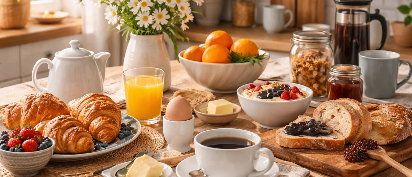 Gedeckter Frühstückstisch