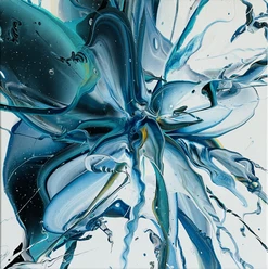 Sonja Gruhn mit Acrylic Pouring zur Ausstellung der Rahdener Farbkleckse