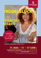 Boeckis_Troedelglueck.jpg Plakat für Böckis Trödelglück mit lächelnder Frau, die eine Lampe und ein Buch hält.