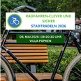 Fahrradaktionstag (1290 x 790 px) (4).jpg Ein schwarzes Fahrrad vor einer Holzbank kündigt den Fahrradaktionstag Stadtradeln an.