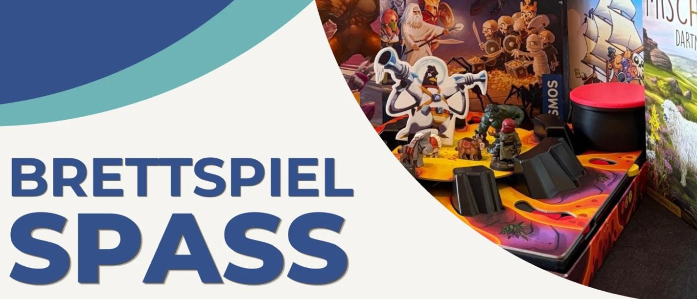 Brettspielspaß für Kids und Teens Plakat für den Brettspielspaß am 26. Mai 2026 mit bunten Spielen, die Abenteuer wecken.