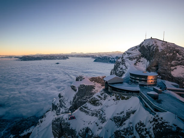 Hotel Bellevue above the sea of fog on Pilatus Kulm Hotel Bellevue above the sea of fog on Pilatus Kulm