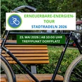 Fahrradaktionstag (1290 x 790 px) (9).jpg Fahrrad vor Holzbank. Du bist zur Erneuerbare-Energien-Tour am 23. Mai eingeladen.