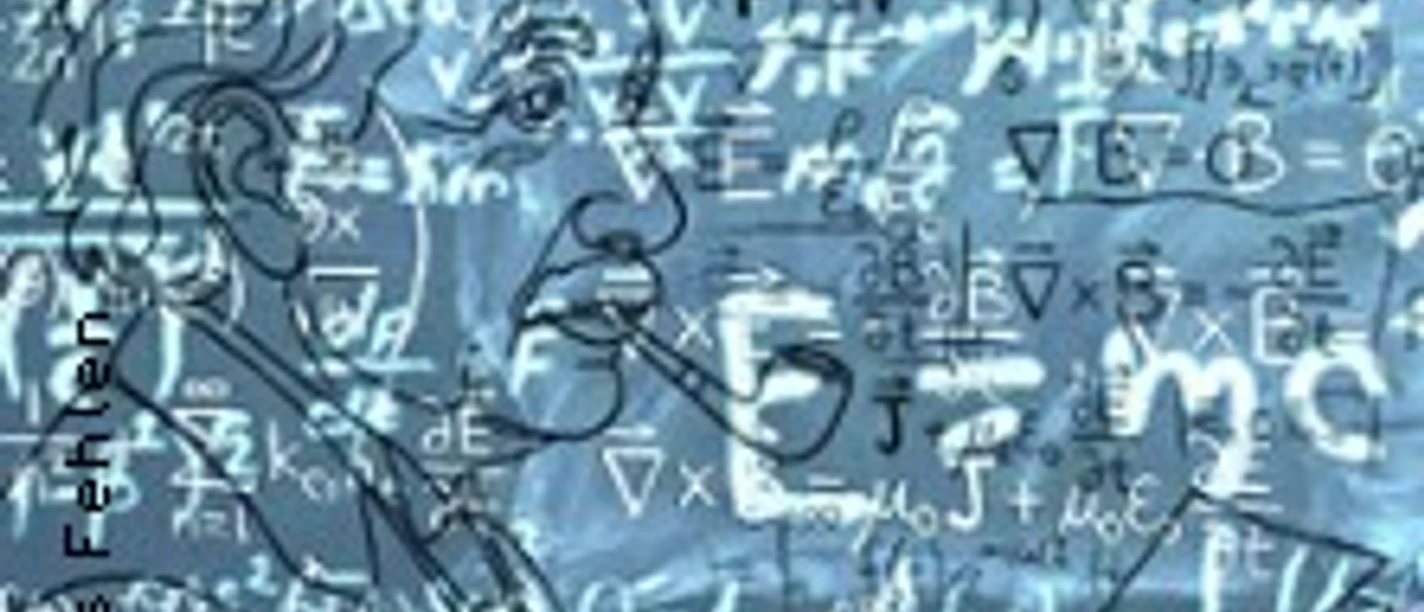 Skizze einer Person vor vielen mathematischen Formeln