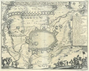 Merian.png Historischer Kupferstich der ummauerten Stadt Einbeck bei einer Belagerung.