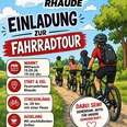 Fahrradtour der Feuerwehr Rhaude Einladungsposter der Feuerwehr Rhaude zur Fahrradtour. Vier Radler auf einem Weg.