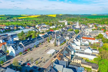 Luftbild Markt Rochlitz mit Rathaus