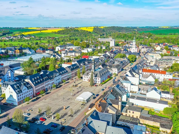 Luftbild Markt Rochlitz mit Rathaus