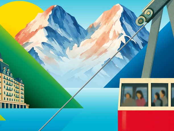 Keyvisual der Ausstellung "Tourismus. Reiseziel Schweiz"