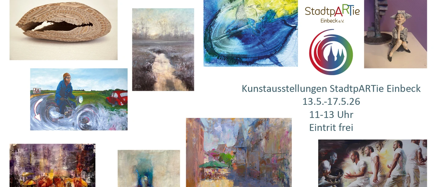 Kunstausstellung StadtpARTie.jpg Plakat zur StadtpARTie Einbeck mit bunter Kunstcollage, die ihr entdecken könnt