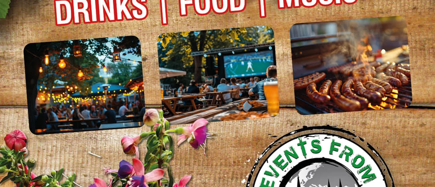 Plakat Biergarten A2 2026 Rev_02.jpg Plakat für Stukenbroks Biergarten mit Daten, Fotos von Gästen und Grillwürstchen.
