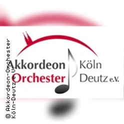 Logo des Akkordeon Orchesters Köln‑Deutz mit rotem Bogen und großer Notengrafik