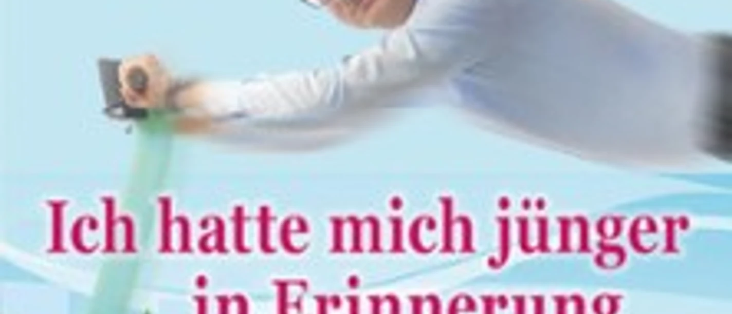 Plakat mit Schrift und Illustration eines Mannes auf E‑Scooter zu einem Kabarettprogramm.