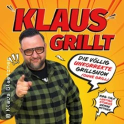 Mann mit Sonnenbrille zeigt nach vorn vor gelbem Comic-Hintergrund mit Showtiteln.
