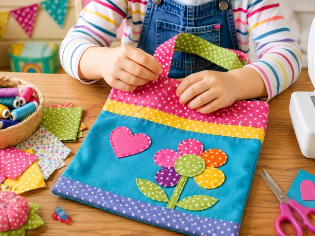 Näh-Kurs (05) für Kinder auf Schloss Benkhausen. Ob Stofftasche, Stofftier oder was du möchtest.