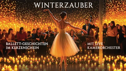 Balletttänzerin Balletttänzerin im Kerzenschein vor Kammerorchester und warm leuchtender Bühne