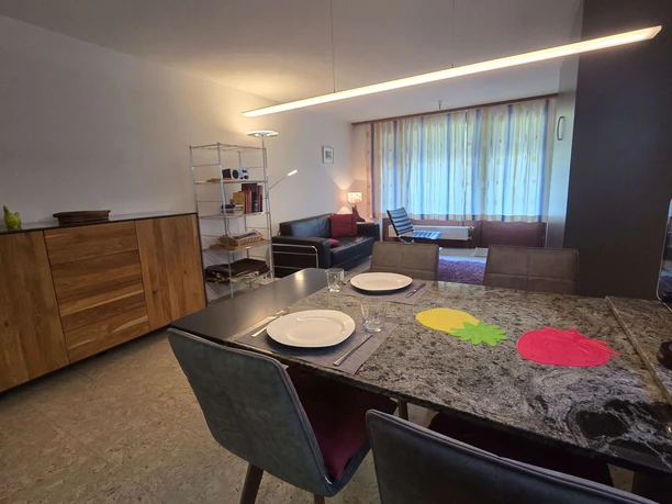 Dining table overlooking the living room