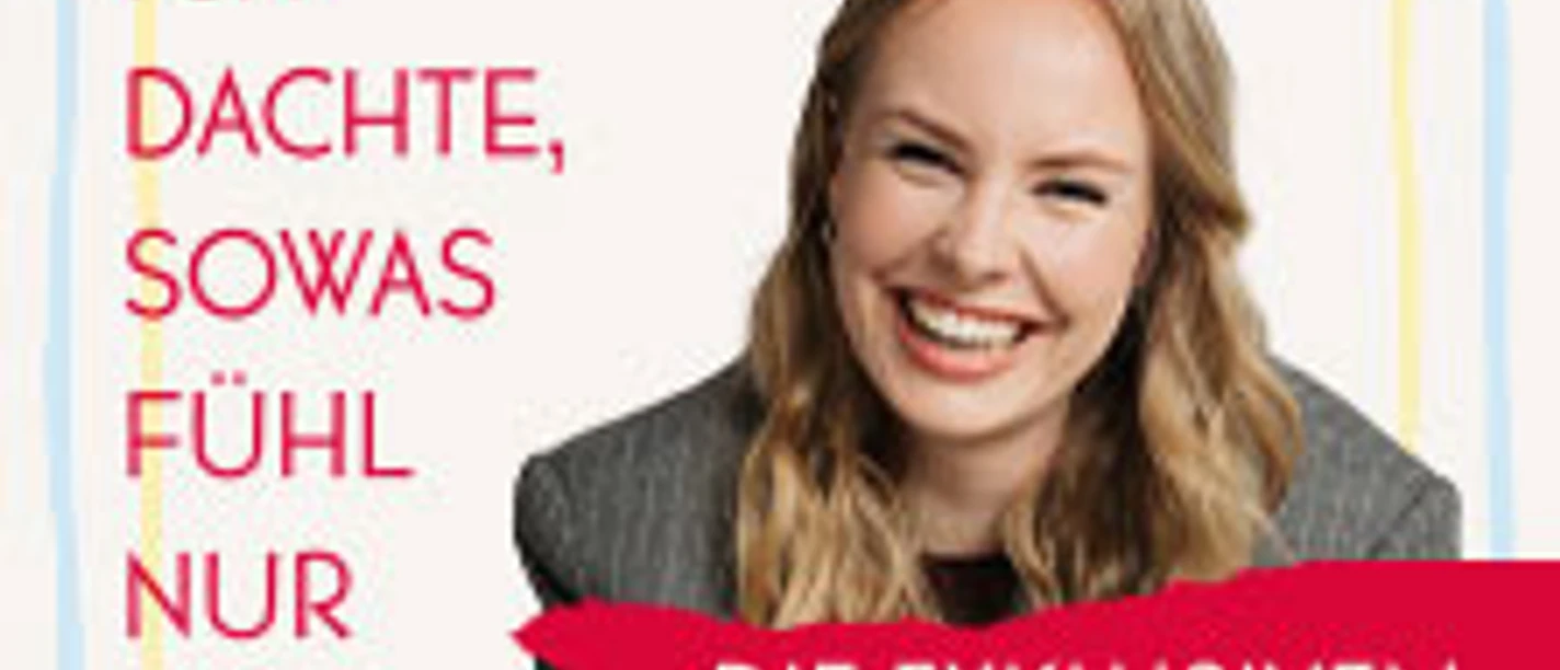 Porträt einer lächelnden Frau neben dem Titel und Infos zur Buch-Previewshow