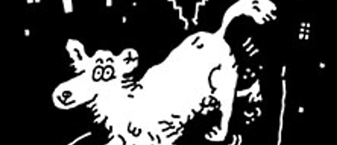 Gezeichnete Stadtszene mit Hund und den Schriftzügen Olli Schulz und Allein in deiner Stadt