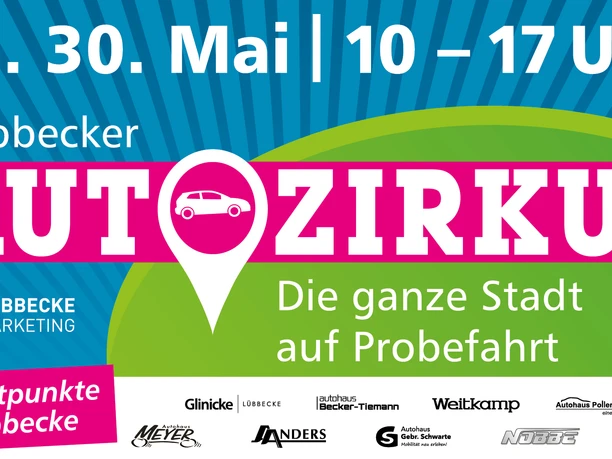 2026 LübbeckeMarketing Autozirkus Plakat Lübbecker Autozirkus am 30. Mai, 10–17 Uhr, Stadt auf Probefahrt