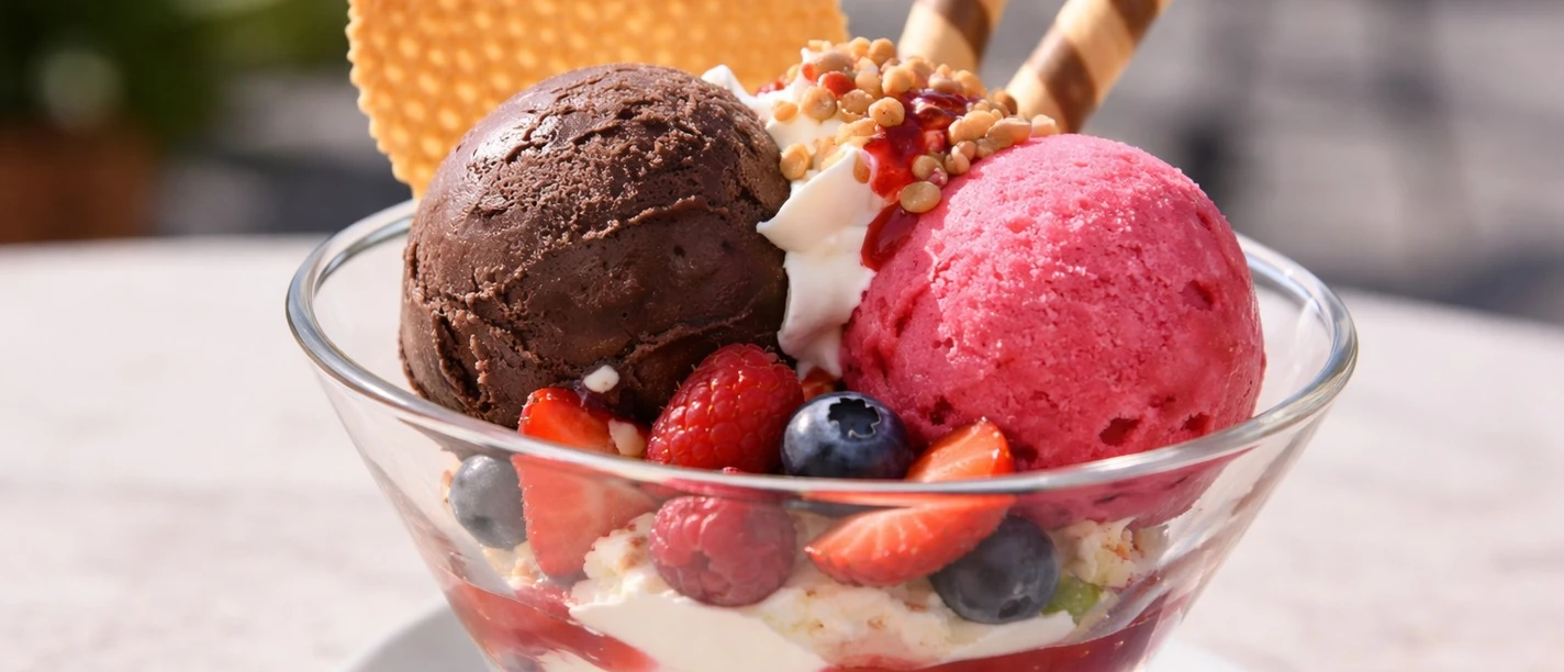 Eisbecher.jpg Eisbecher mit Schokoladen- und Erdbeerkugeleis