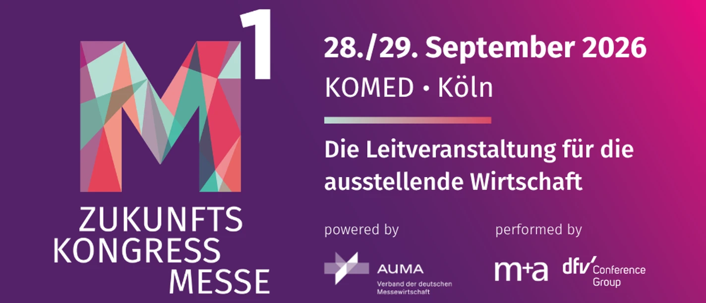 Banner_ M1_AUMA.png Banner zum M1 Zukunftskongress Messe 2026 mit Termin und Logos der Veranstalter