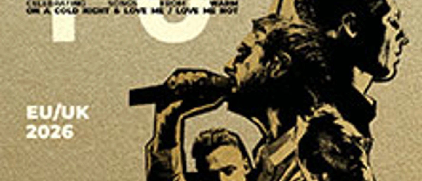 Poster mit goldenen Musikersilhouetten und Tourdaten der Band HONNE auf strukturiertem Hintergrund.