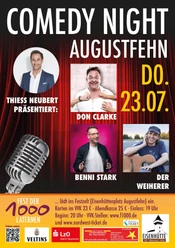 comedynight-2026-fest-der-1000-laternen-augustfehn.webp Plakat zur Comedy Night Augustfehn mit Thiess Neubert, Don Clarke, Benni Stark und Der Weiherer.