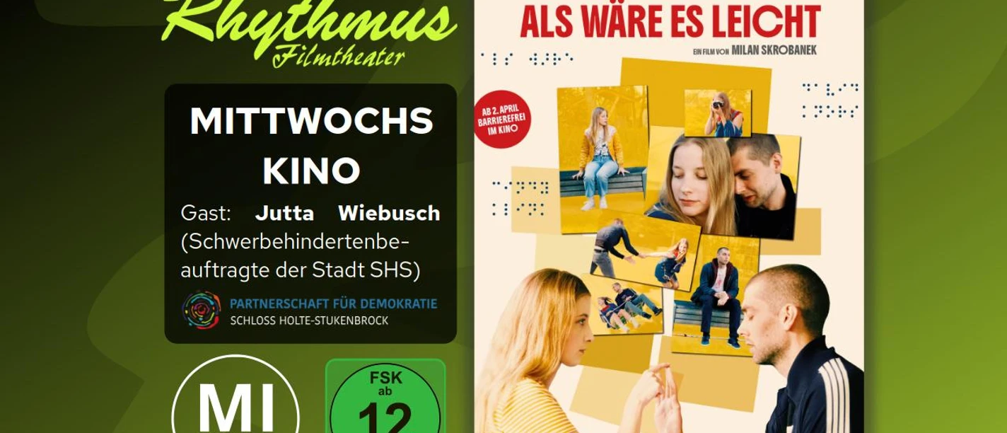filmplakat-alswaereesleicht.jpg Filmplakat Als wäre es leicht mit Paar und Szenenbildern, FSK 12, Mittwochskino