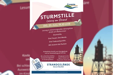 Lesung Ida Paulsen.jpg Ankündigungsplakat für die Lesung „Sturmstille“ mit Ida Paulsen direkt am Wattenmeer.