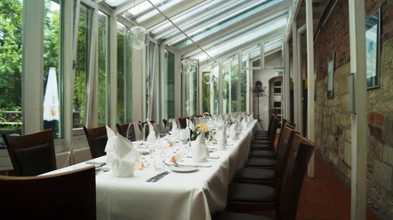 Tafel im Schlossrestaurant Zentgraf Gedeckte Tafel im Schlossrestaurant Zentgraf in Gifhorn