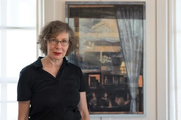 Corinne Güdemann vor einem ihrer Werke. Foto Galerie Stans, Christian Hartmann
