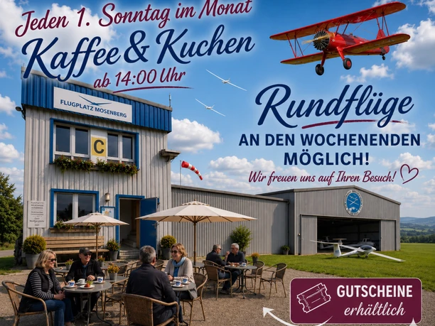 Kaffee und Kuchen auf dem Flugplatz Mosenberg