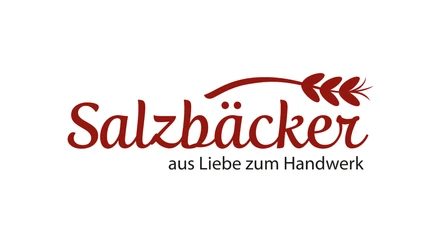 Logo der Bäckerei Salzbäcker mit einer roten Ähre und dem Slogan aus Liebe zum Handwerk.