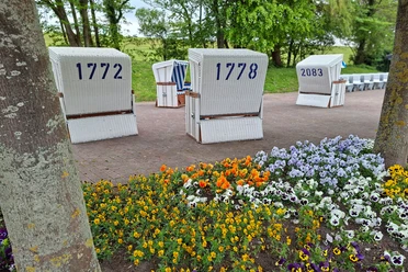 Strandkörbe in einem Park