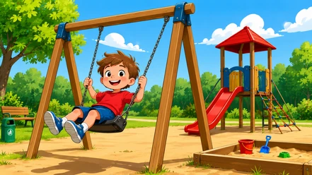 Kinderspielplatz | Beispielbild, KI-generiert Zeichnung Kinderspielplatz