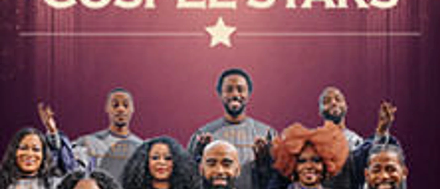 New York Gospel Stars als Gospelchor auf einer Bühne mit warmem Licht und Sternsymbol