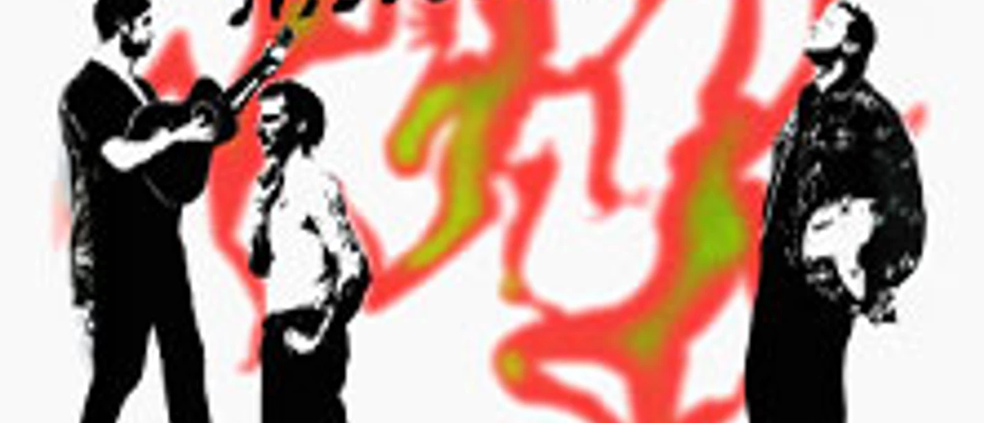 Plakat Laurenz Nikolaus – FÜHRT SICH AUF mit drei Figuren und roter Grafik