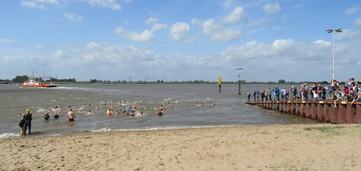 Allmers Schwimmen_CC BY SA Frauke Tienken.JPG Teilnehmende beim Hermann-Allmers-Schwimmen